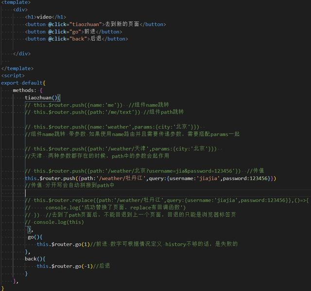 vue中动态路由的跳转（name | path）&& 前进后退 && replace-青梅煮码