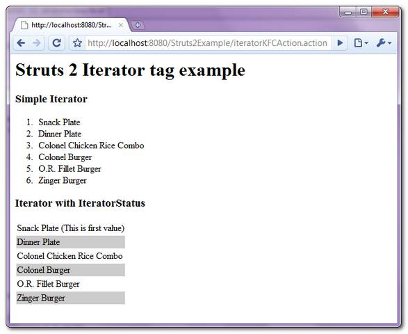Struts 2 Iterator tag 