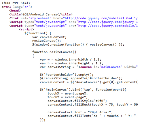 在HTML5画布元素-CODE.jpg中使用JQuery-Mobile