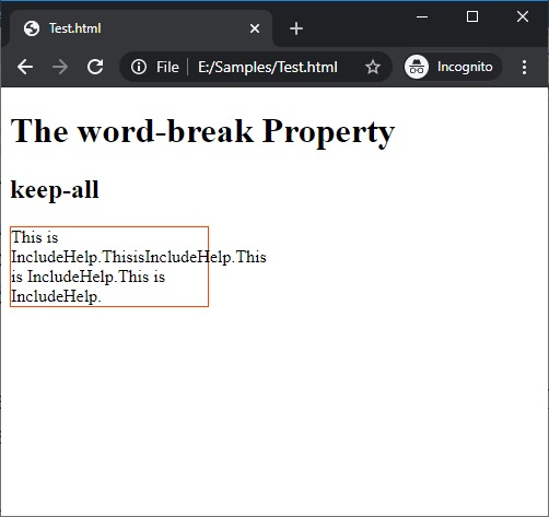 CSS | word-break Property | Example 3