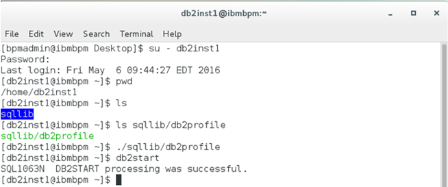 启动针对IBM BPM V8.5.7 Advanced的DB2 Express服务器的屏幕截图