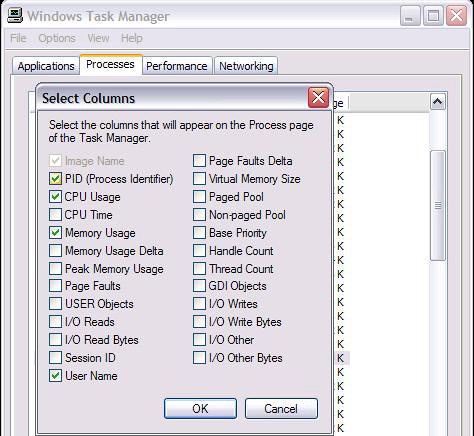 显示进程ID信息
