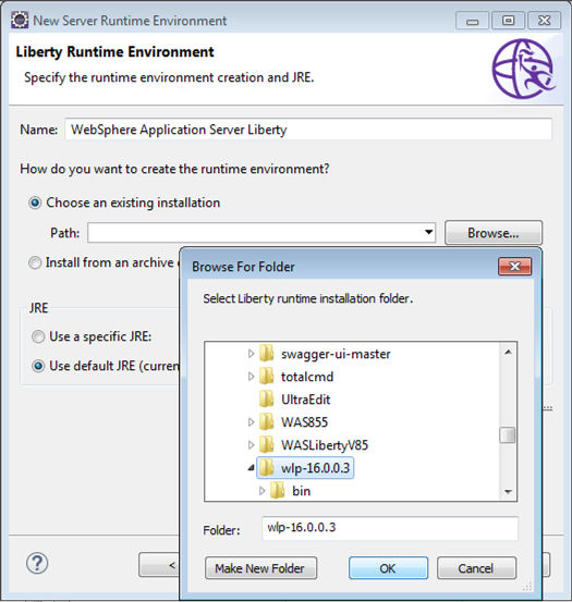 Liberty Runtime Environment窗口