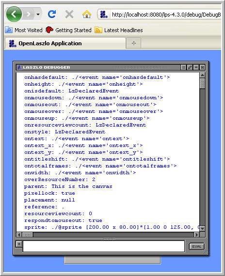 屏幕截图显示了正在运行的调试器窗口，其中列出了与正在运行的应用程序关联的不同参数