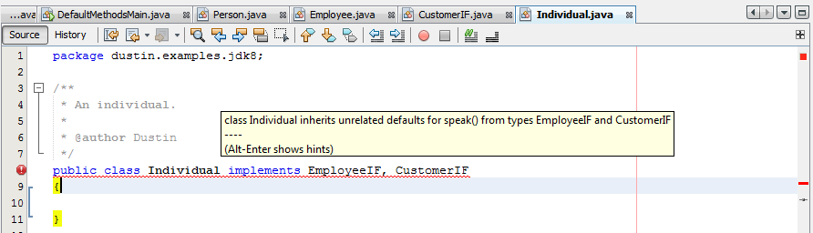 netBeans8CompilerErrorMultipleInterfacesSameDefaultMethodSignatures