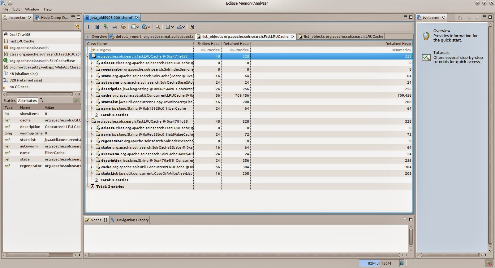 查看您的Solr缓存大小：Eclipse Memory Analyzer
