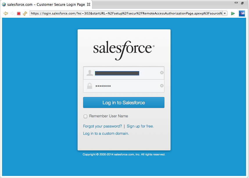 图5：OAuth的Salesforce.com登录屏幕