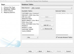 图2.数据库中的NetBeans IDE新实体类