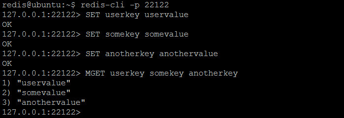 图3.在Twemproxy（胡桃夹子）中设置几个键/值对，并验证它们是否已存储。