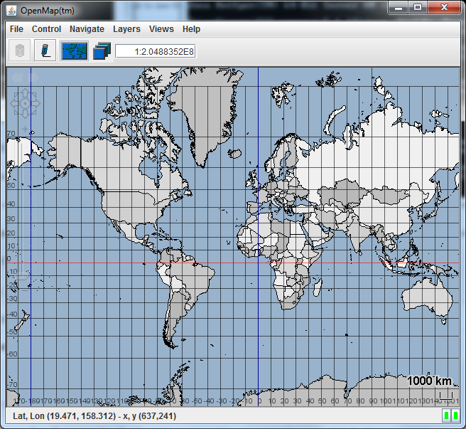 图1：OpenMap GIS应用程序窗口