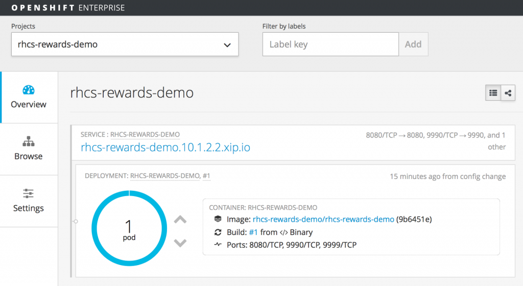 在OpenShift Enterprise上容器化的JBoss BPM Rewards流程项目。