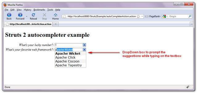 Struts 2 AutoCompleter example