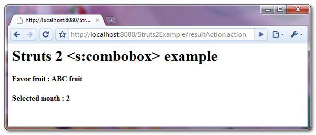 Struts 2 combo box example
