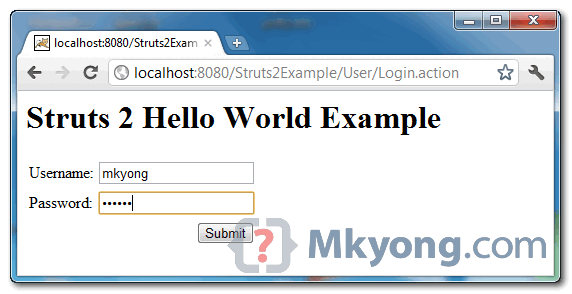 struts2 hello world example1