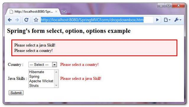 SpringMVC-DropDownBox-Example-2