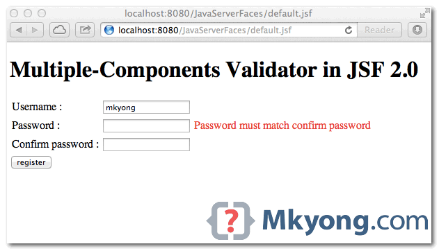 jsf2 multiple components validator