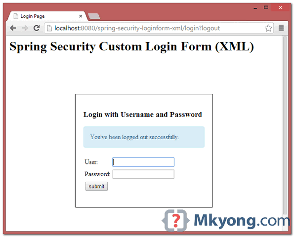 spring-security-custom-login-xml注销