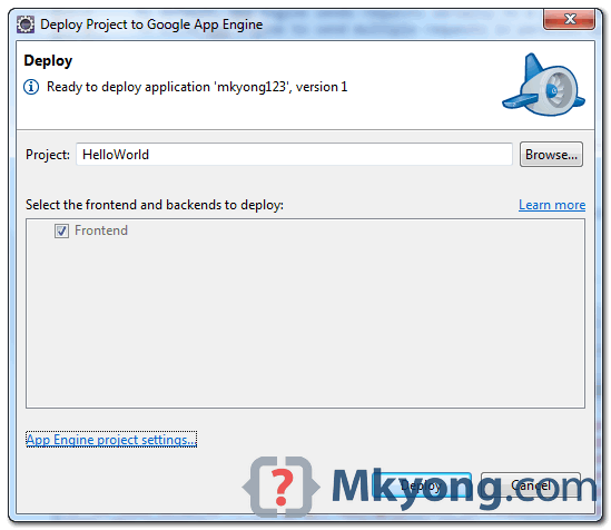 deploy to google app engine