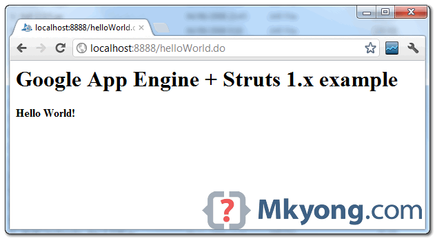 struts1 on gae example run on local