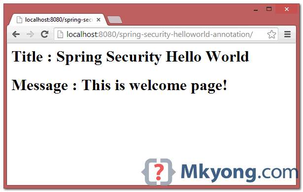 Spring安全性Helloworld注释欢迎