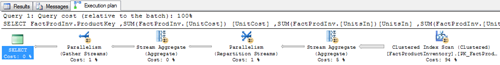 The execution plan of the T-SQL query that uses a regular row-based index