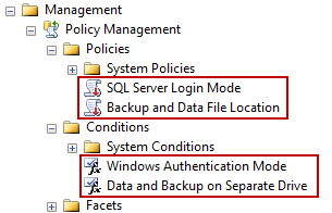 Policies and their conditions are located under the Policies and Conditions nodes