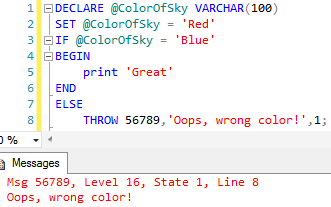 THROW statement shown is able to reference a non-existent error number