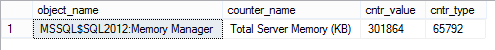 Showing the Total Server Memory value