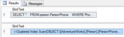 SHOWPLAN_TEXT results – shows the text of the estimated query plan
