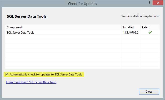 SQL unit testing - Automatically checking for new versions