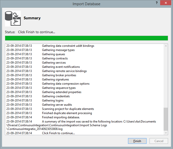 Database import complete