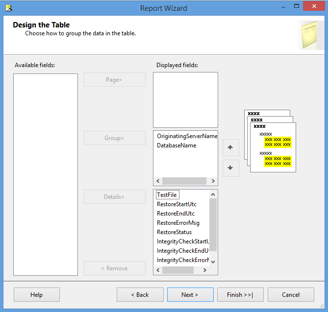 Choosing how to group the data in the table