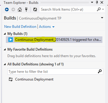 Team Explorer - Build menu