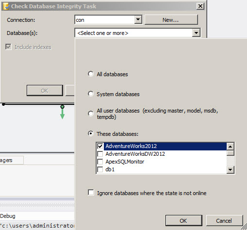 Selecting databases to backup