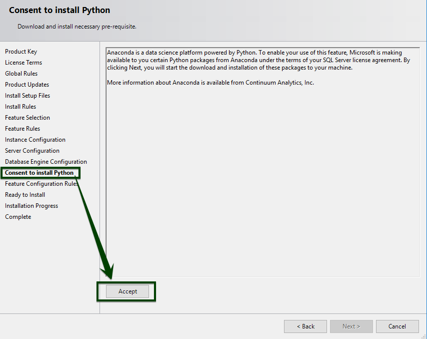 on the below page,consent to install python, clickaccept.
