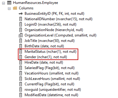 Employee table in Object Explorer