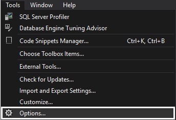 SSMS options