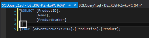 SSMS indenting options - none