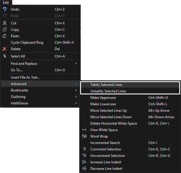 SSMS text editor options - tabify options