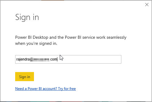 Sign In Account Power BI