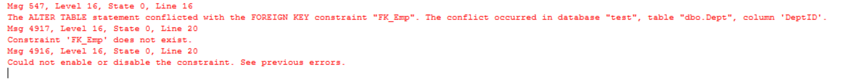 create foreign key error