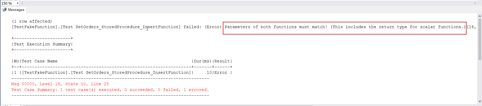FakeFunction parameters of both functions must match error image.