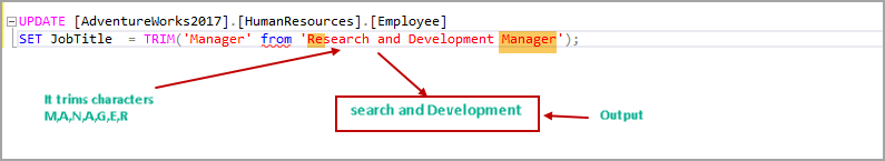 Update and SQL Server TRIM