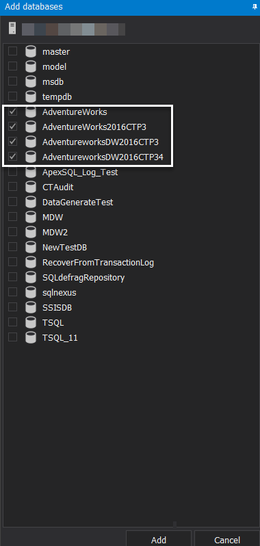 Add SQL Server databases