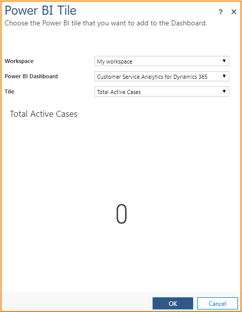 Choose the Power BI tile that you want to add to the Dashboard