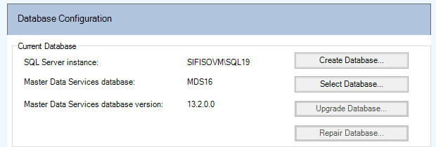 Database Configuration in MDS Configuration Manager