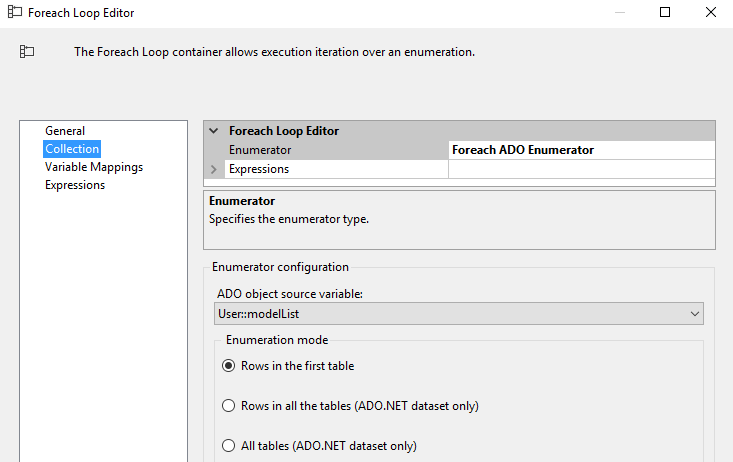 ForEach Loop Editor in SSIS