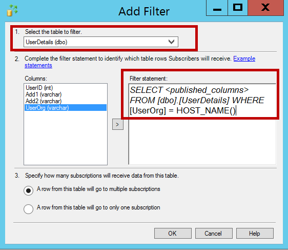 ADD Filter in Merge Replication