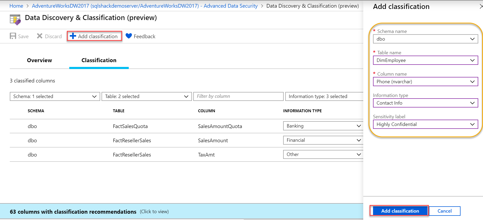 Adding classification manually.