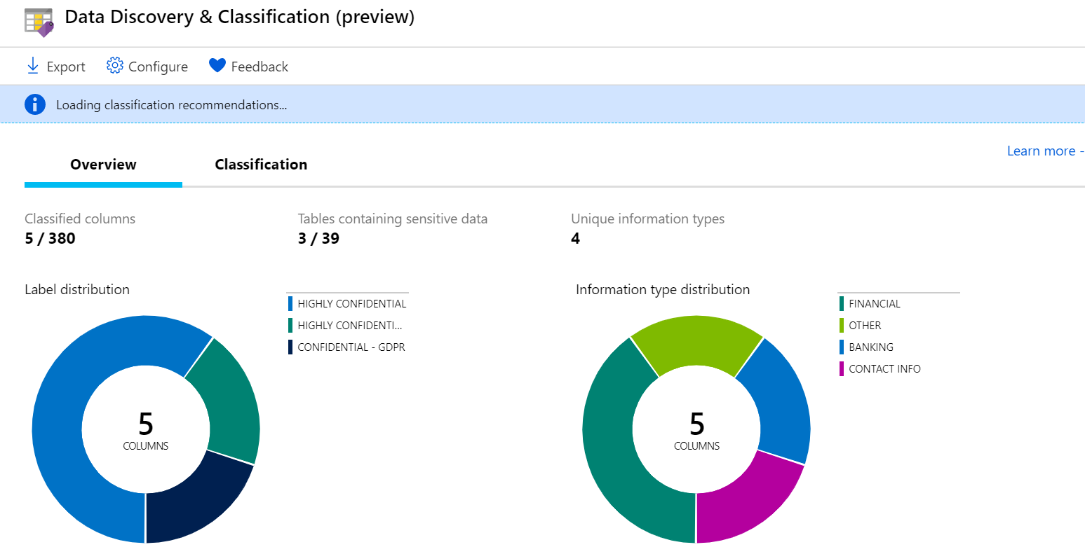 Dropping classified columns in Data Discovery & Classification.